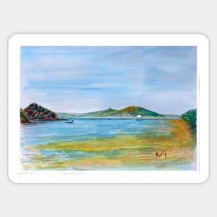 Picnic Bay Jetty looking towards Townsville - Watercolour Sticker